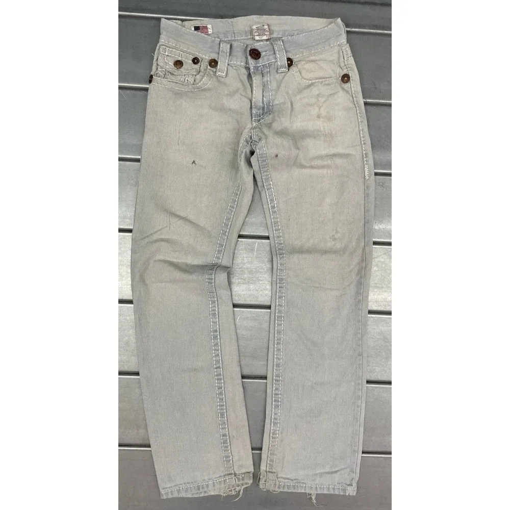 True Religion Ricky‎ Super T Denim Jeans Mens 30x31 Light Wash Distressed Y2K